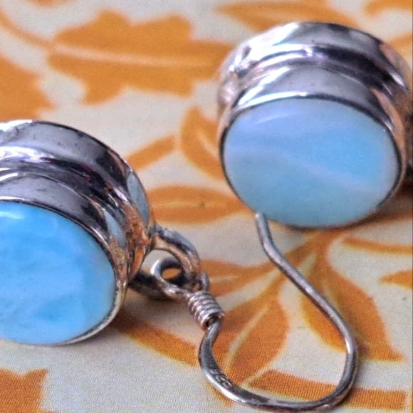 925 sterling silver earrings with larimar stone - Picture 6 of 7